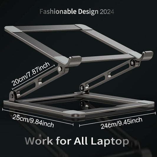 Laptop Stand for Desk - Adjustable Laptop Holder, Portable Laptop Riser with Multi-Angle Height Adjustable Computer Stand for Macbook Air/Pro and More Notebooks 10-17.3" - Grey