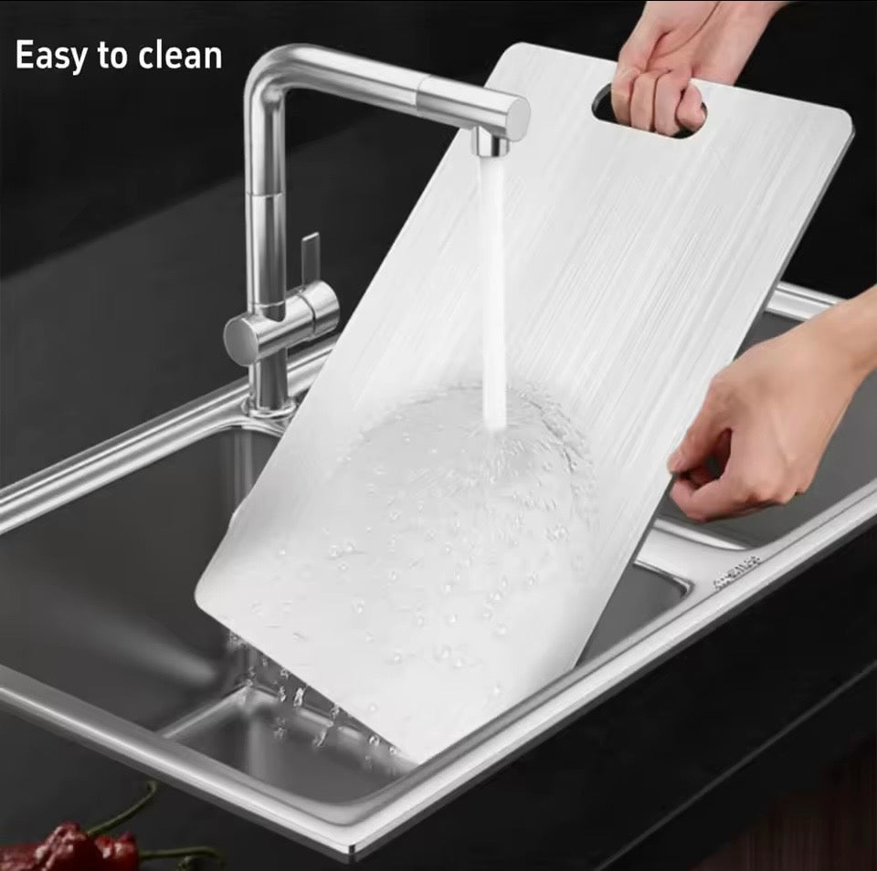 Tabla de Cortar de Acero Inoxidable 304 de Doble Cara (29X20 Cm)